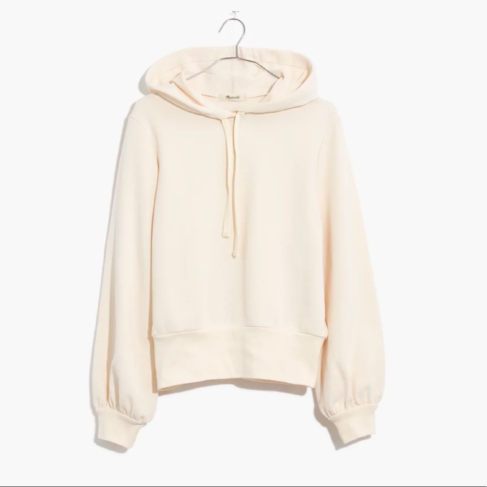 Madewell Bubble-Sleeve Hoodie Crop Sweatshirt